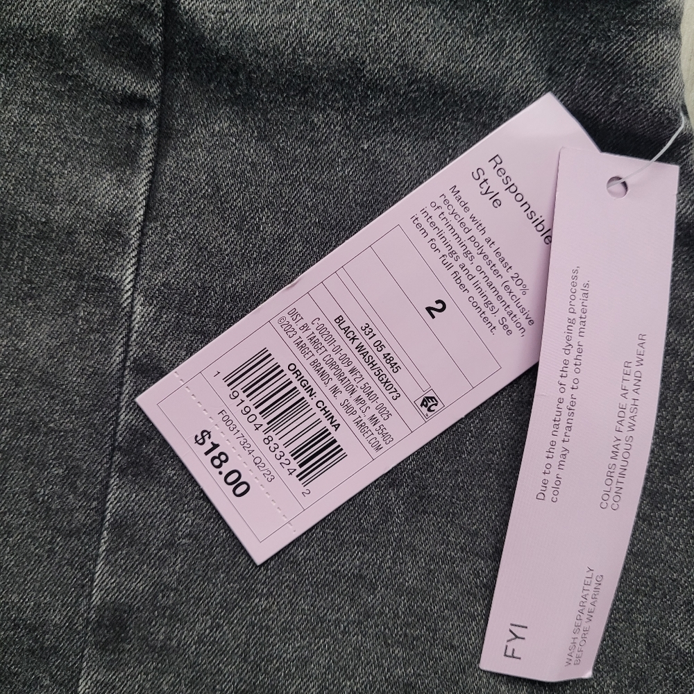 Girls size 2 Black Denim Jean Skirt with Cutout Slit Stretchy Comfort Wild Fable - Picture 6 of 8